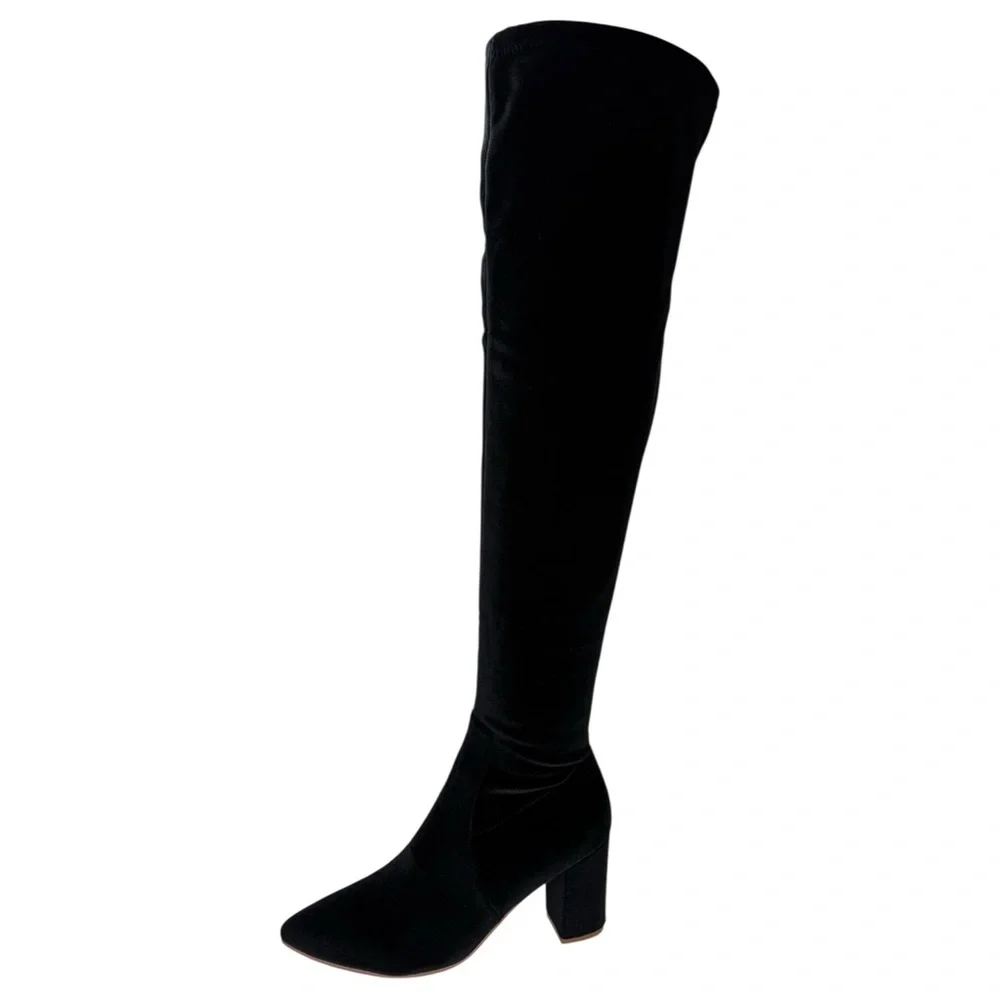 SMASH Shoes Malia Black Velvet Thigh High Womens Boots Size 10W